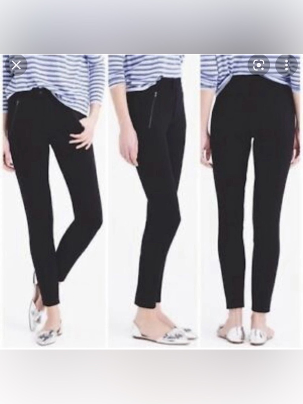 JCrew Black snap front ponte slim Pixie pants #B3985, size 2R